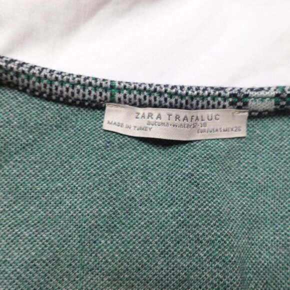 Zara Trafaluc plaid mini wrap dress V neck grey & white Women's size S - Picture 7 of 10